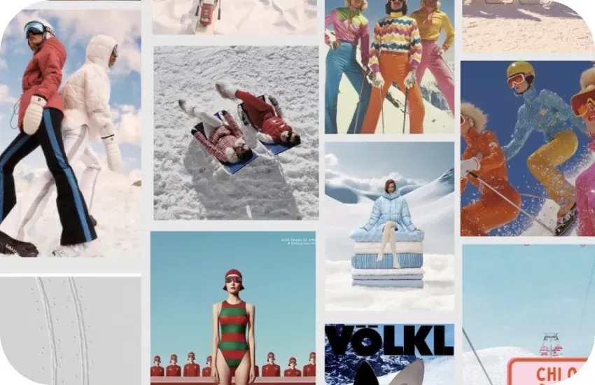 A moodboard of retro ski photography