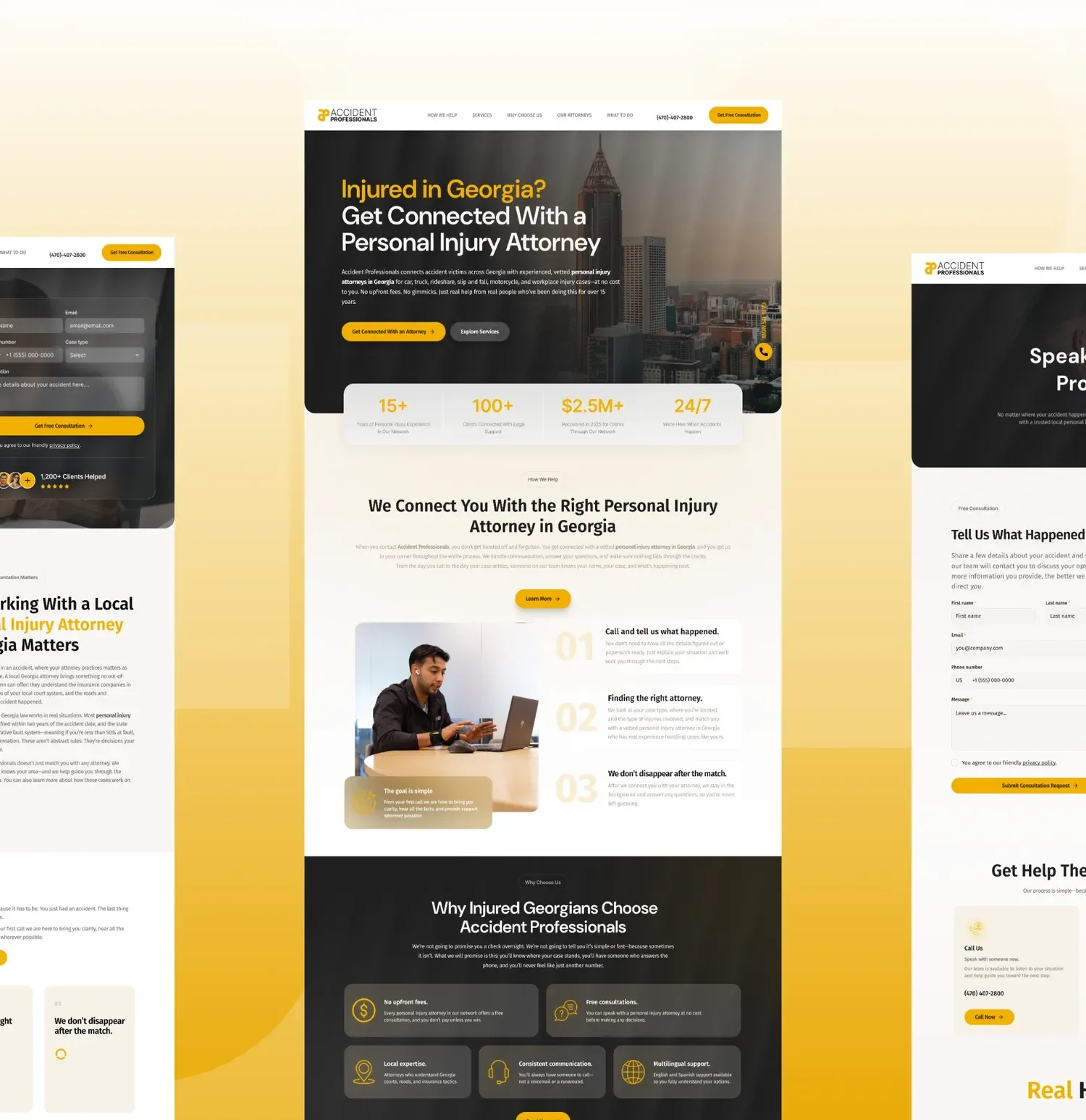 Accident Professionals website pages