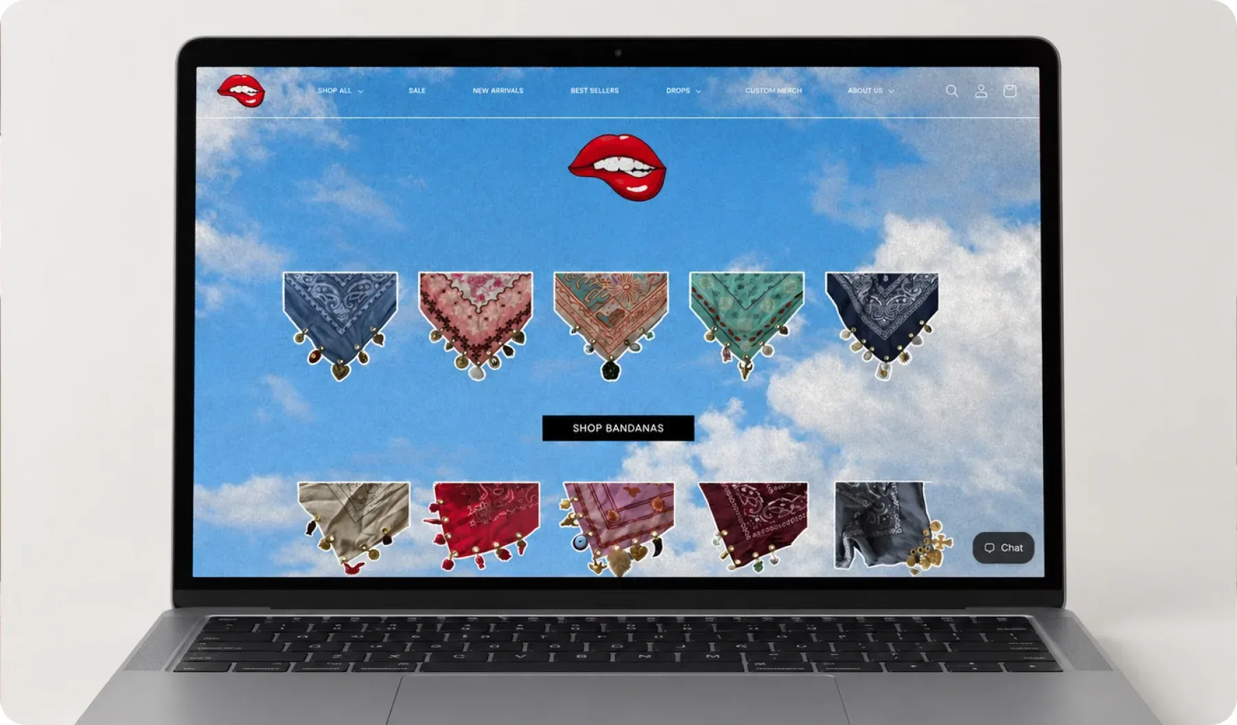 The Raw & Rebellious bandana collection on a laptop