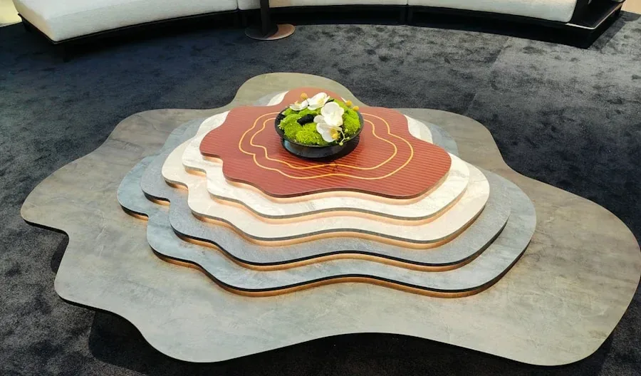 A layered stone coffee table by Dialogo