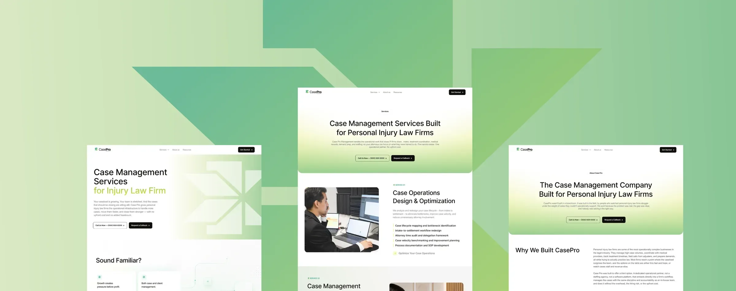 CasePro website screens
