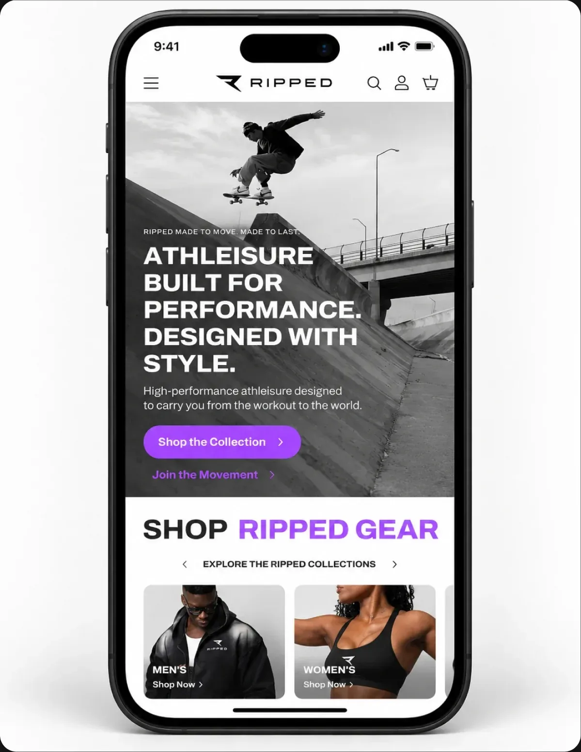 The RIPPED home page on a phone